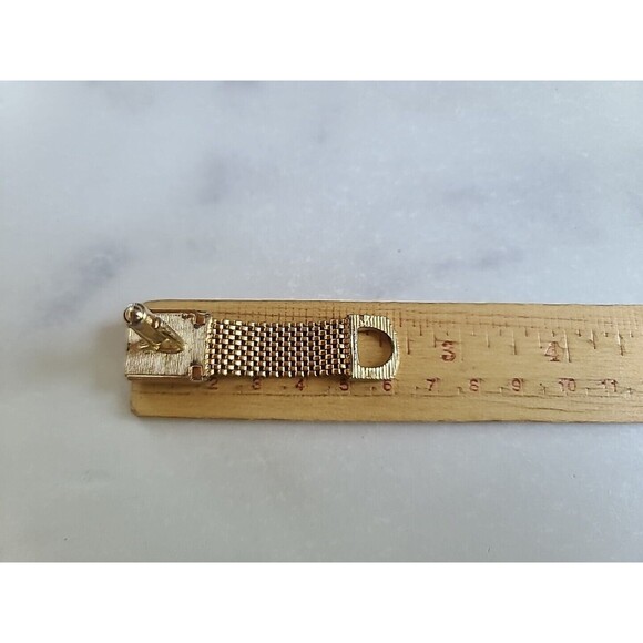 Tiger's Eye Gold Tone Mesh Metal Cufflinks Vintage 1970's - Picture 10 of 10